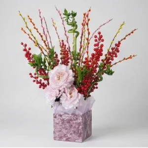 Home splendid prosperity · mixed media bamboo & willow centerpiece / 锦上添花 · 富贵竹银柳艺术桌花